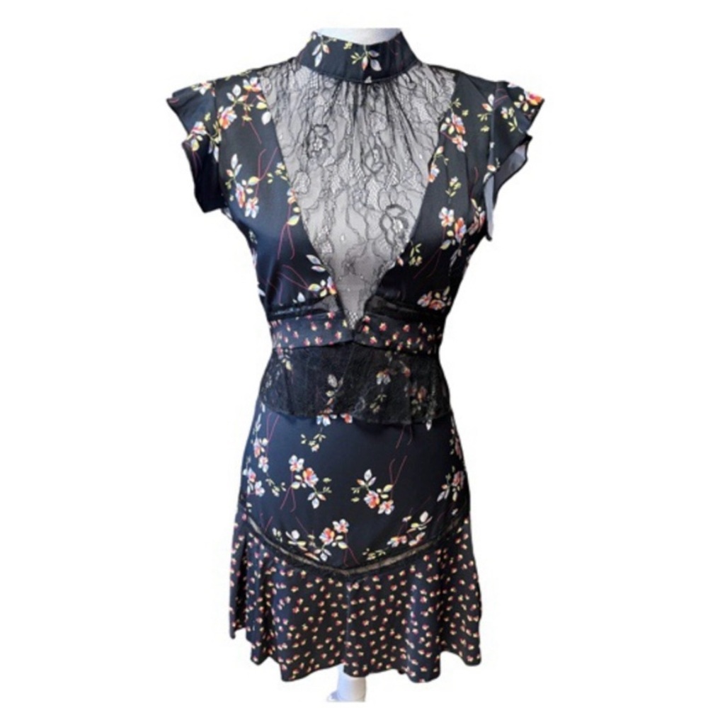 Parisian Lace Mix‎ Print High Neck Dress NWT - Picture 2 of 4